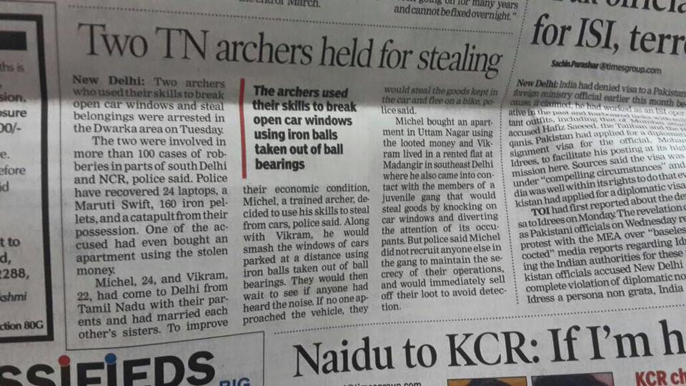 Two TN Archers held for stealing